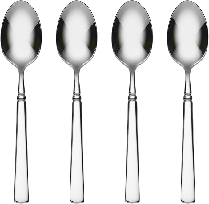 Oneida Easton Fine Flatware Teaspoons, Set of 4 , 18/10 Stainless Steel, Silverware Set, Dishwasher Safe