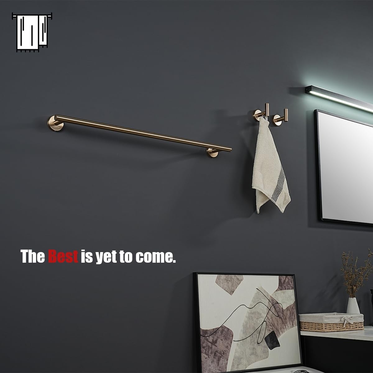 JQK Champagne Bronze Towel Bar, 27 Inch 304 Stainless Steel Thicken 0.8mm Towel Rack Bathroom, Towel Holder Wall Mount, Useable Length 24 Inch, TB110L24-CB