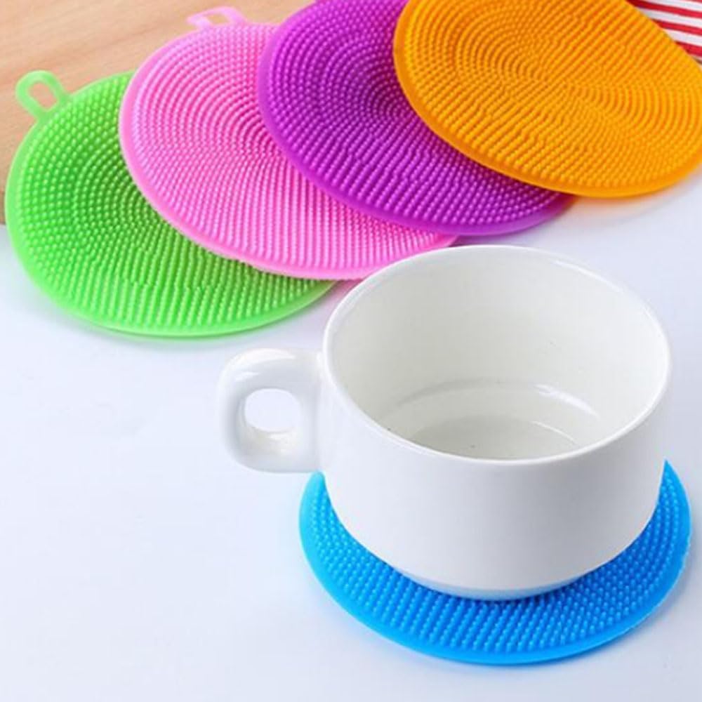 7 PCS Silicone Dish Scrubber, Kitchen Sponges, Silicone Sponge,Dish Brush, Dish sponges, Silicone Sponge Dish Sponges, Kitchen Sponge Double Sided Cleaning Sponges (orange)