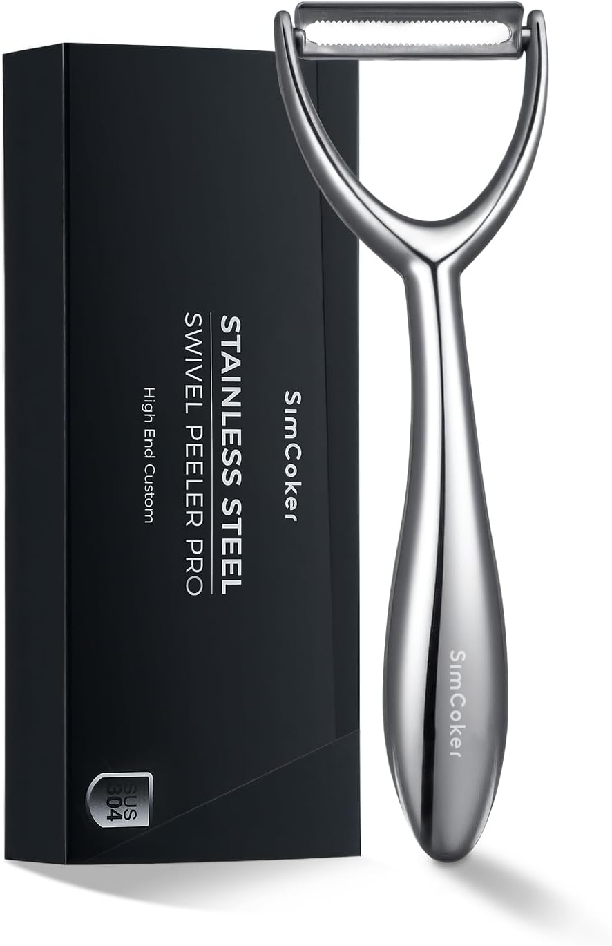 Premium Vegetable Peeler for Kitchen – 304 Stainless Steel, Ultra Sharp Blade, Ergonomic Handle, Dishwasher Safe, 5-Year Warranty