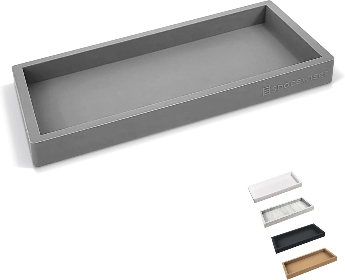 Countertop and Vanity Tray - Small 7.7" Silicone Tray for Soap Dispenser Bottles, Bathroom Trays, Kitchen Sink Soap Trays, Sink Caddy Kitchen Sinks Organizer, Soaps Dish & Sponge Holder Mat