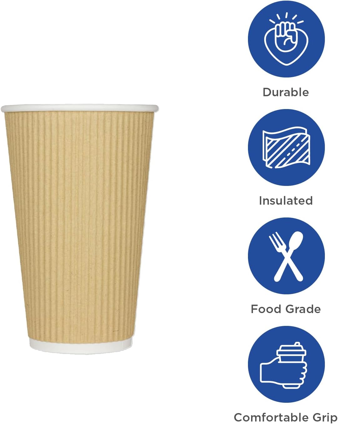 Karat 8 oz Ripple Insulated Coffee Cup [500 Count] Disposable Paper Hot Cup, Sturdy and Leak Proof, 80mm, No Lids