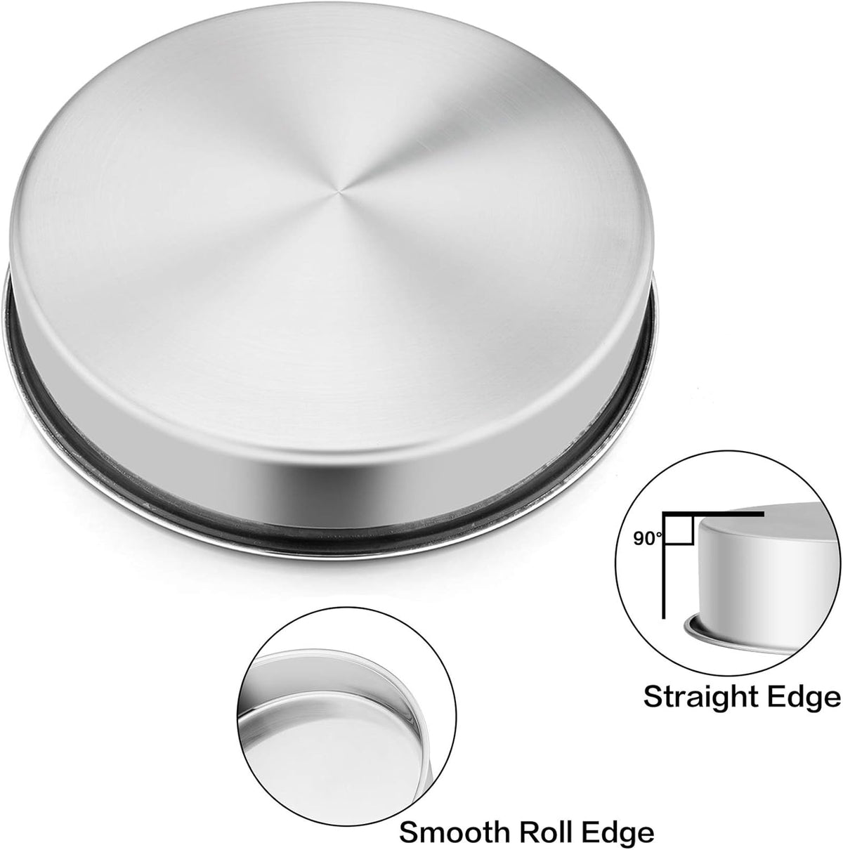 P&P CHEF 11 Inch Round Cake Pan Set of 3, Stainless Steel Round Baking Layer Pans Bakeware for Layer Birthday Cake, Fit Oven/Pots/Pressure Cooker, Leakproof & Dishwasher Safe, Silver