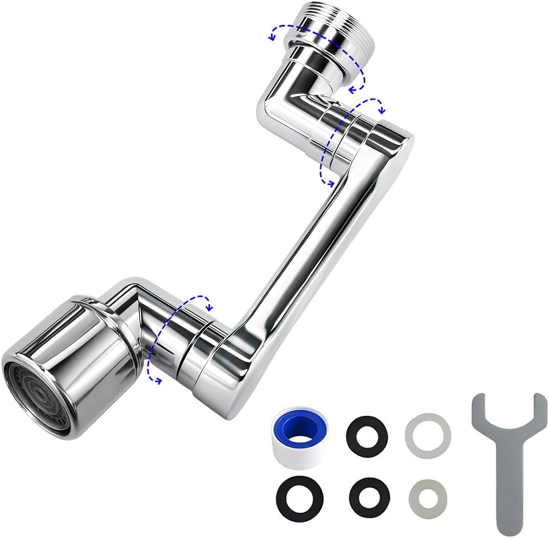 1080° Swivel Faucet Extender, Heavy Duty Rotating Sink Extension, Universal Swivel Multifunctional Robotic Arm, Rotating Splash Filter Extension Faucet Aerator for Kitchen Bathroom-1 Pcs