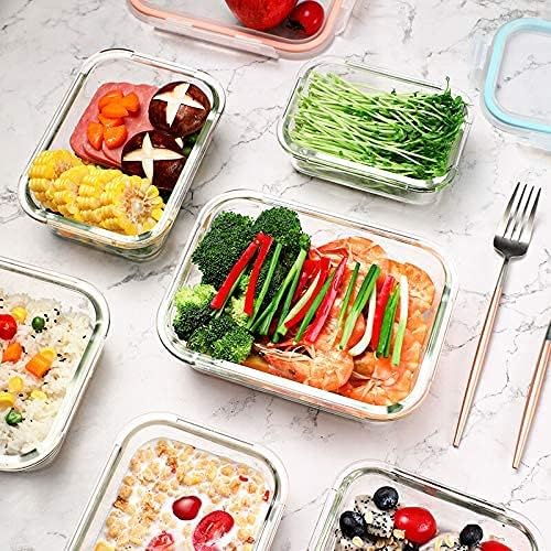 GENICOOK GC [10-Pack] Glass Meal Prep Containers with Lids, Food Storage Containers with Snap Locking Lids, Airtight Lunch Containers, Microwave, Oven, Freezer and Dishwasher