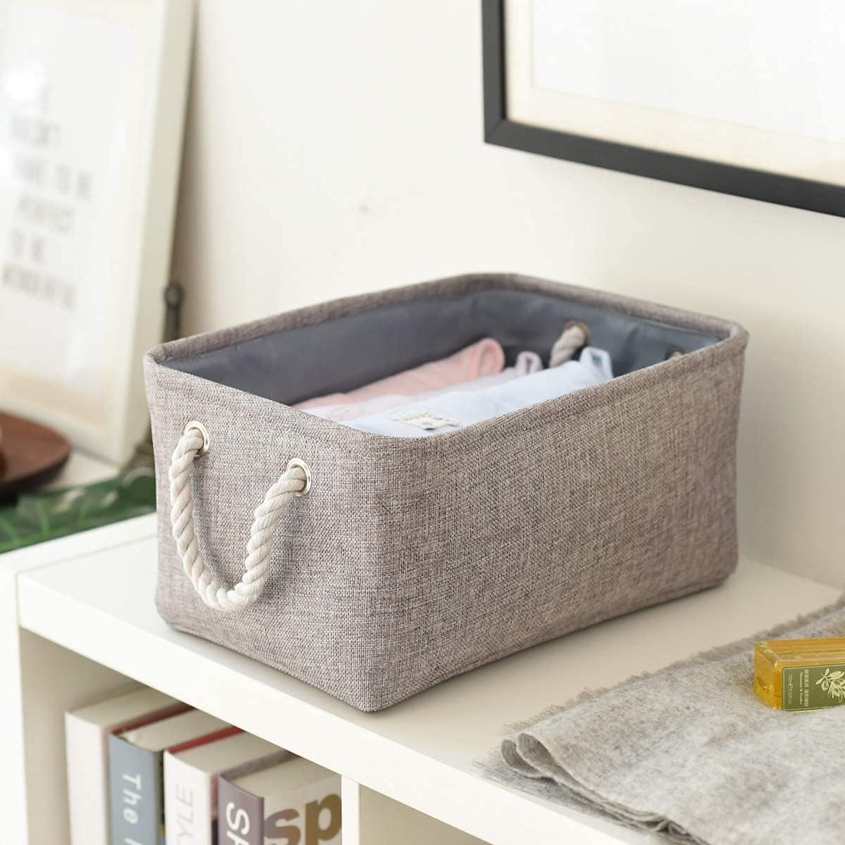 Storage Basket Fabric Sturdy Canvas Storage Bins Organizer with Handles for Clothes and Storage Foldable Storage Boxes Cubes