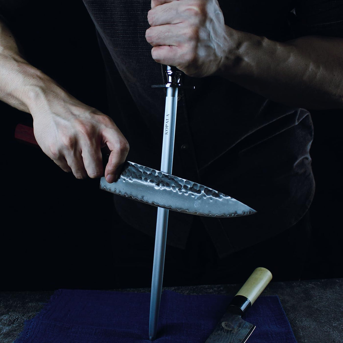 Sharpening Steel Knife Sharpener Rod Round 12 Inches Honing Steel for Knives Dark