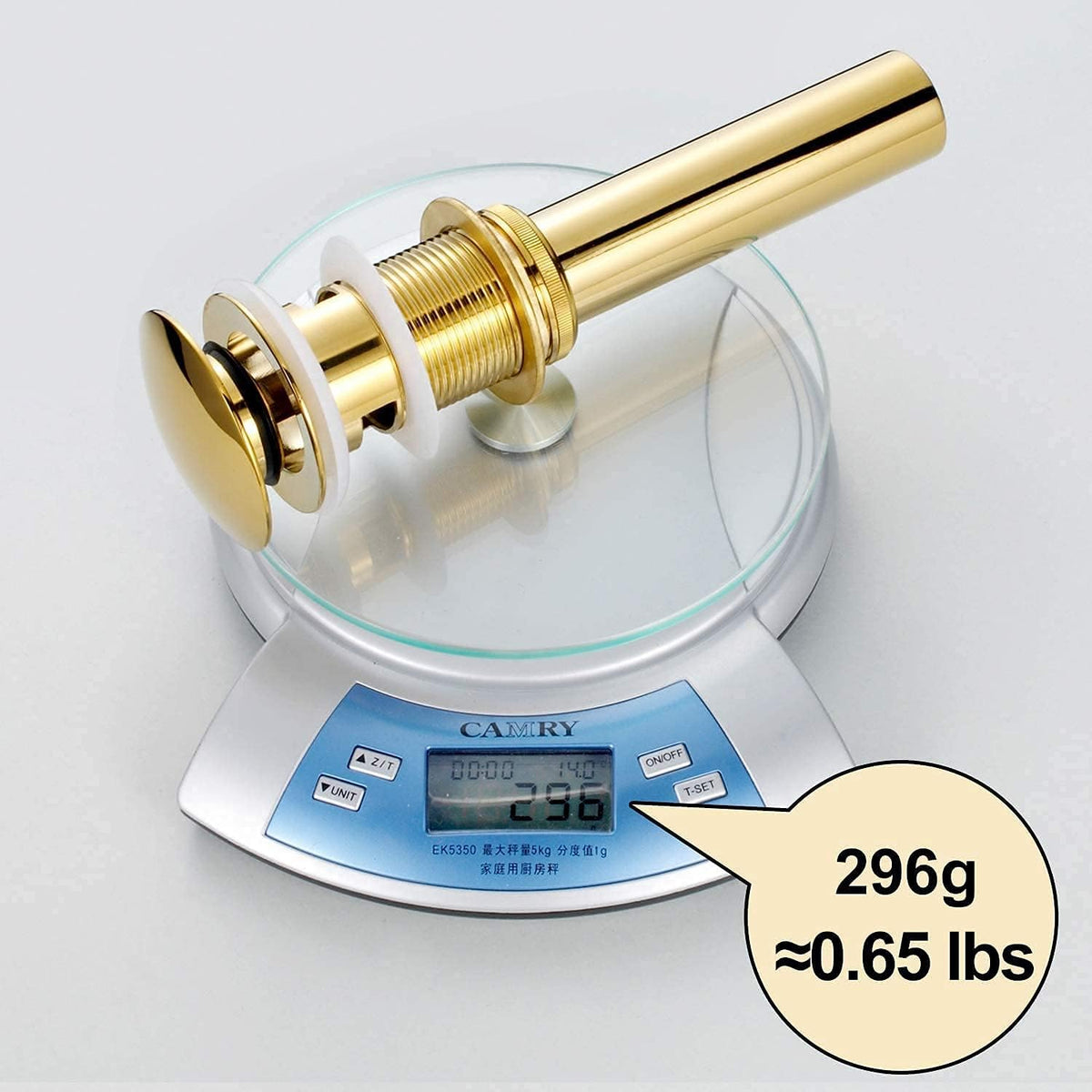 Pop Up Sink Drain with Overflow Bouncing Style Stopper Brass Gold Finish…