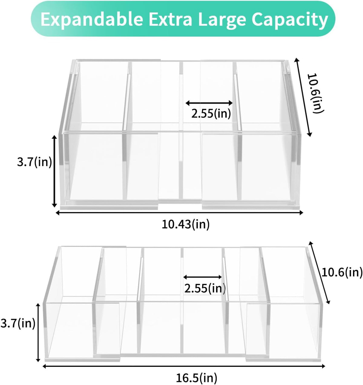 Expandable Lid Storage Organizer: Kitchen Food Container Lids Organizer for Cabinet - Acrylic Extra Large 10-18" Food Storage Container Holder for Cabinets Cupboards Pantry Drawer