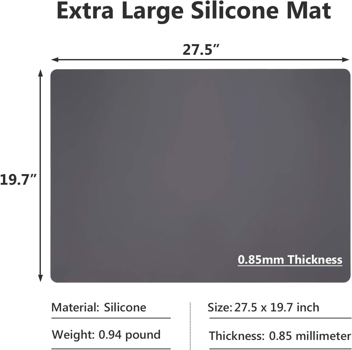 Gartful Extra Large Silicone Mats for Countertop, 28" by 20" Multipurpose Mat, Counter Table Protector, Desk Saver Pad, Placemat Nonstick Nonskid Heat-Resistant Pad, Dark Gray, 2PCS