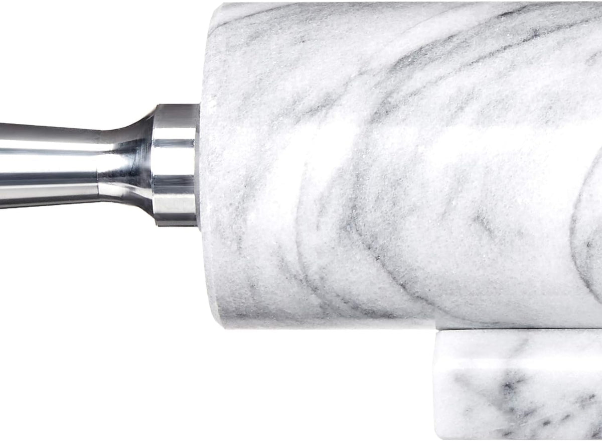 Fox Run 8648 Marble Rolling Pin and Base with Aluminum Handles, 2.5 x 17.5 x 3 inches, White