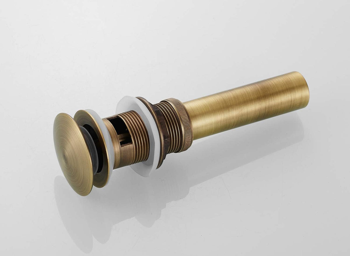 Bathroom Faucet Vessel Vanity Sink Large Pop Up Drain Stopper with Overflow, Antique Brass Sink Drainer