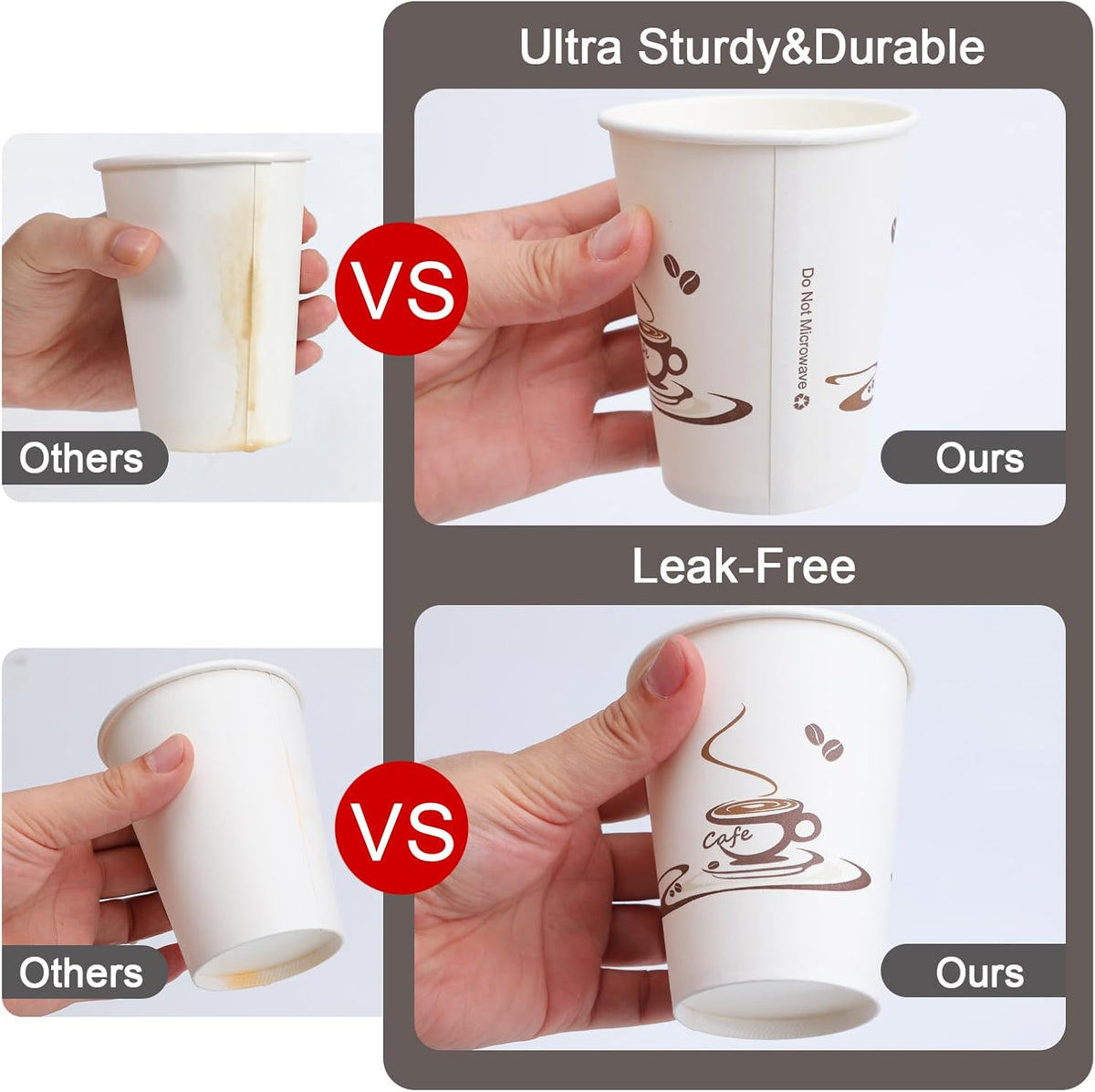 Lamosi 500 Pack 12 OZ Coffee Cups, Disposable Paper Cups for Hot/Cold Beverage, Leak-Free Paper Coffee Cups no Lids for Cafe, Restaurant, Office and Home