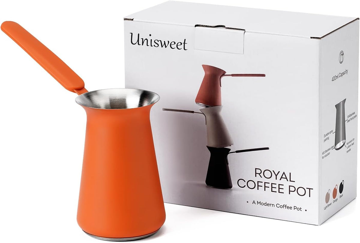 Turkish Coffee Pot - Gifts for Family &Friends,Cezve/Ibrik Coffee Pot for Stovetop,Briki Greek Turkish Pot with Heat-Resistant Rubber Handle,Milk Warming Pot,Arabic Tea Pot