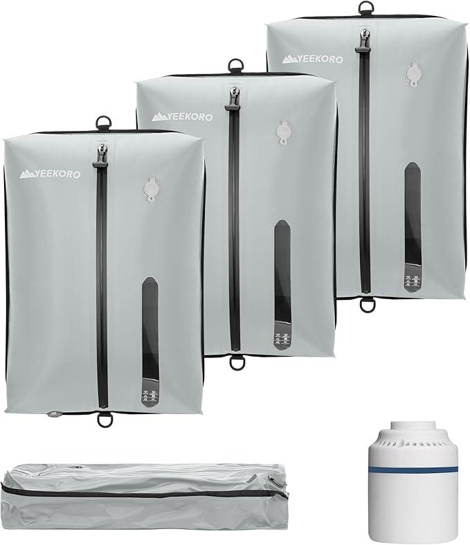 Vacuum Bag for Travel, Professional IPX8 Waterproof Reusable Vacuum Compression Bags for Travel Suitcases, Durable Space Saver Bag(3 PACK,With Pump)
