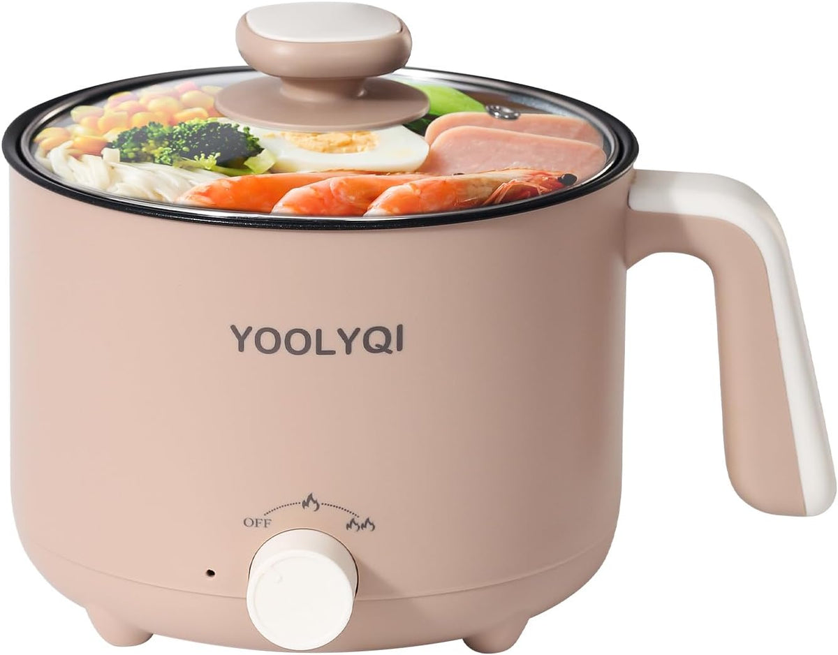 Hot Pot Electric : 1.5L Mini Ramen Cooker with 2 Temp Settings, Portable Lazy Pot Dorm, Office Must Have for Ramen/Noodles/Soup/Oatmeal