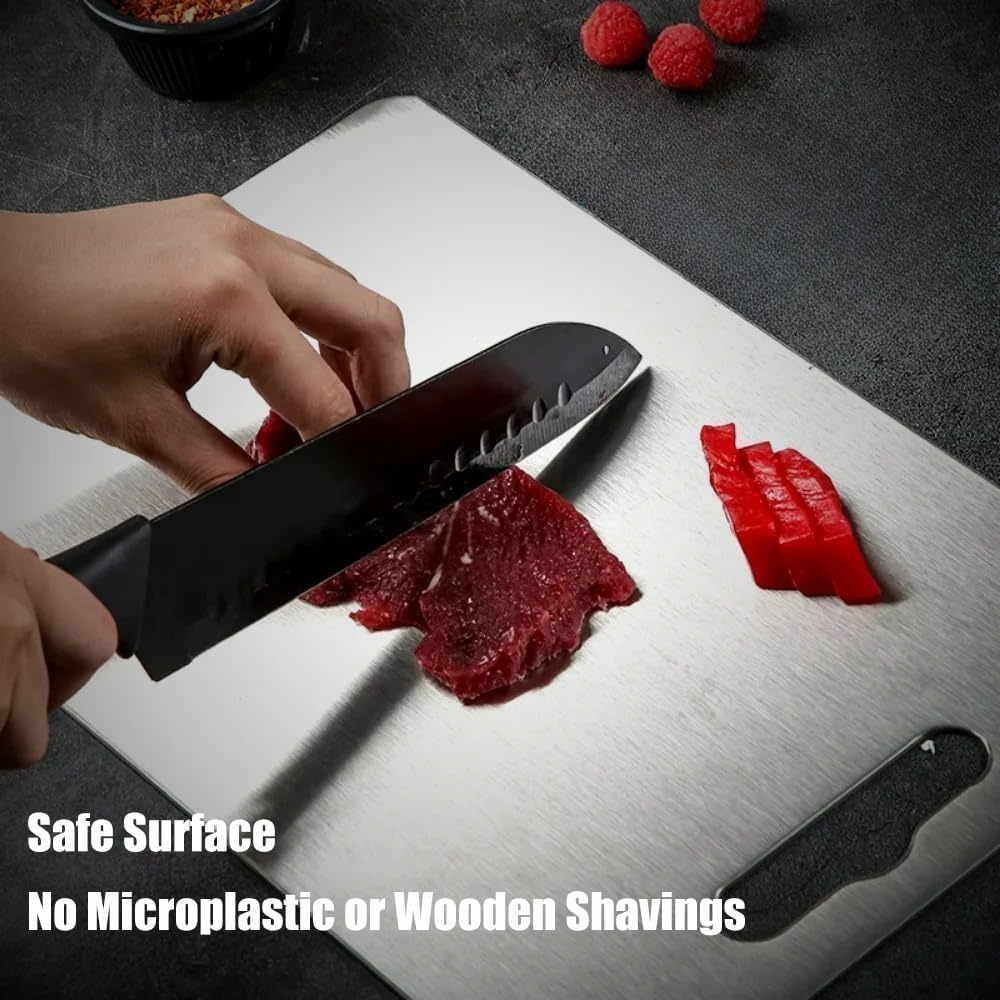 Titanium Cutting Board - 2025 New Upgrade 100% Pure Titanium Cutting Boards for Kitchen Double Sided Non Toxic Titanware Cutting Board,Hygiene Durable Dishwasher Safe Chopping Board (14"L x 10"W)