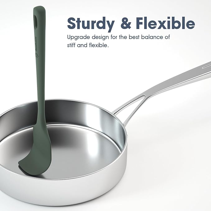 5 Pieces Silicone Spatula Set, Food Grade Rubber Spatula, Upgrade Strong Handle with Ergonomic Grip, Heat Resistant Up to 600°F for Nonstick Cookware, Cooking