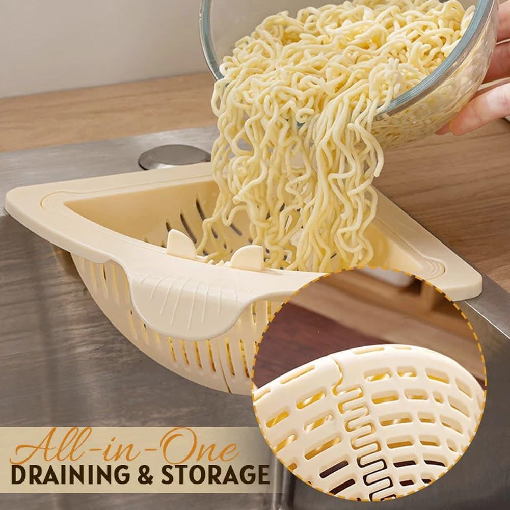 Magnetic Drainage & Filter Basket, Punch-Free Triangular Sink Strainer with Twist-Open Bottom, Strong Magnetic Fixation, Corner Kitchen Organizer for Washing Fruits & Vegetables(2pcs Color b)
