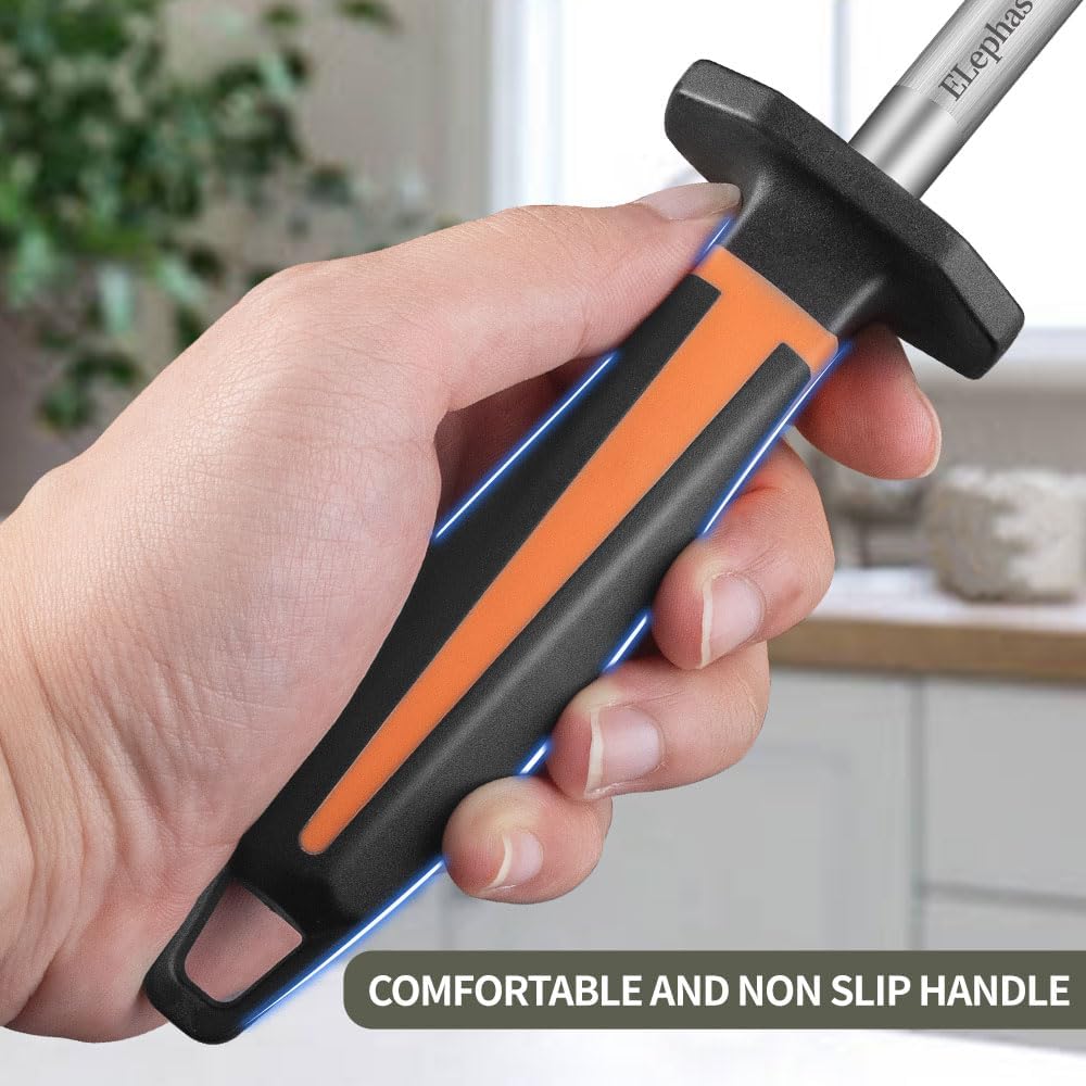 Selected High-Carbon Steel Honing Rod - Honing Steel Made of Hardened with Classic Simplicity Handle Sharpening Steel for Knife Sharpeners for Kitchen Knives (8IN)