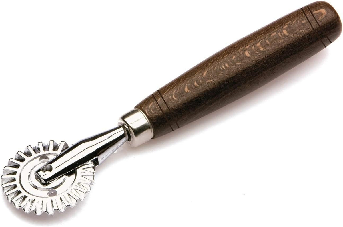 1.6" Pastry Wheel - Dough Stamp Cutter/Crimper, Pasta/Ravioli/Pie Maker, 4cm Stainless Steel Wheel Wooden Handle