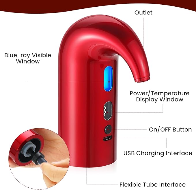 3-in-1 Electric Wine Aerator, Decanter & Dispenser Set – USB Rechargeable Automatic Wine Pourer, Ideal Gift for Wine Lovers