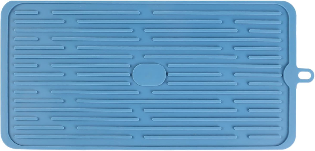 Blue Silicone Dish Drying, Mat Dish Mats for Multiple Usage, Kitchen Heat Resistant Mat, Can Be Rolled Up, Easy to Clean,Eco-friendly for Sink Bar Bottle