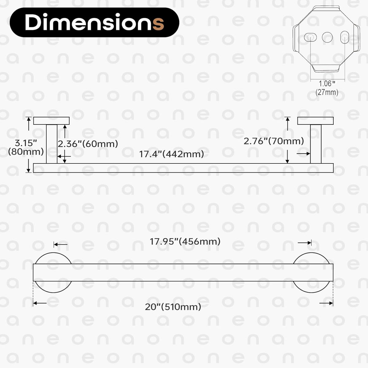 20 Inch Bathroom Towel Bar Bath Towel Rack Kitchen Towel Holder Towel Shelf Wall Mounted SUS304 Stainless Steel 2 Pack Polished Chrome AN4001CH-L20-P2