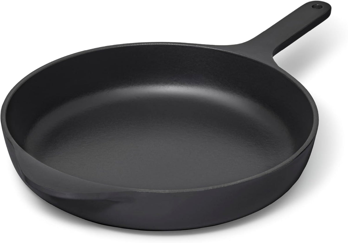 Caraway Cast Iron Skillet - 10.5” Enameled Cast Iron Pan With 3 Layer Enamel Coating - No Seasoning Required - Compatible With All Stovetops - Free From Forever Chemicals - Charcoal