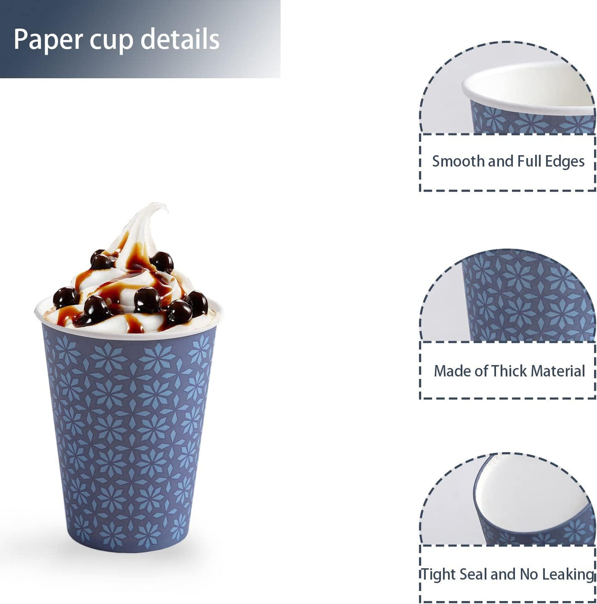 300 Pack 5oz Paper Cups, Disposable Bathroom Navy Floral Small Mouthwash Cups 5 OZ for Barth, Parties, Picnics, Barbecues, Travel and Events.