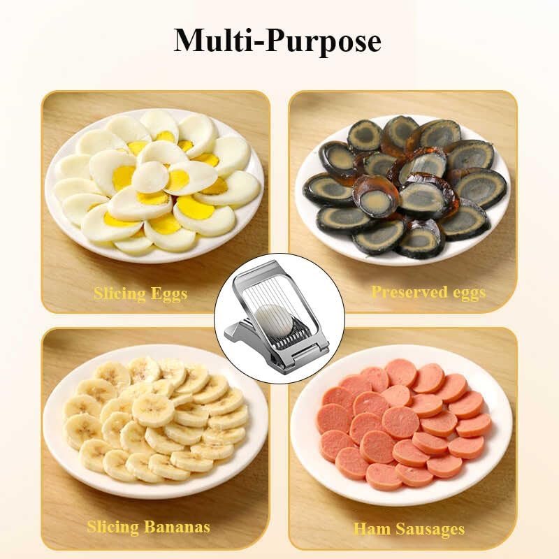 Egg Slicer for Hard Boiled Eggs Egg Cutter Strawberry Slicer Heavy Duty Aluminium Tomato Slicer Stainless Steel Wire Multipurpose Egg Slicer Dicer Fruit slicer for Kitchen and Dining