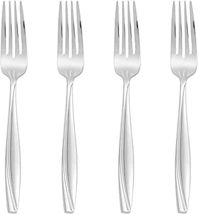 Oneida Silverware Set, Camlynn Everyday Flatware 4-Piece Salad Forks Set, Service For 4, 18/0 Stainless Steel, Mirror Finish, Dishwasher Safe, Home And Kitchen Utensils (Silver, 4 Piece)