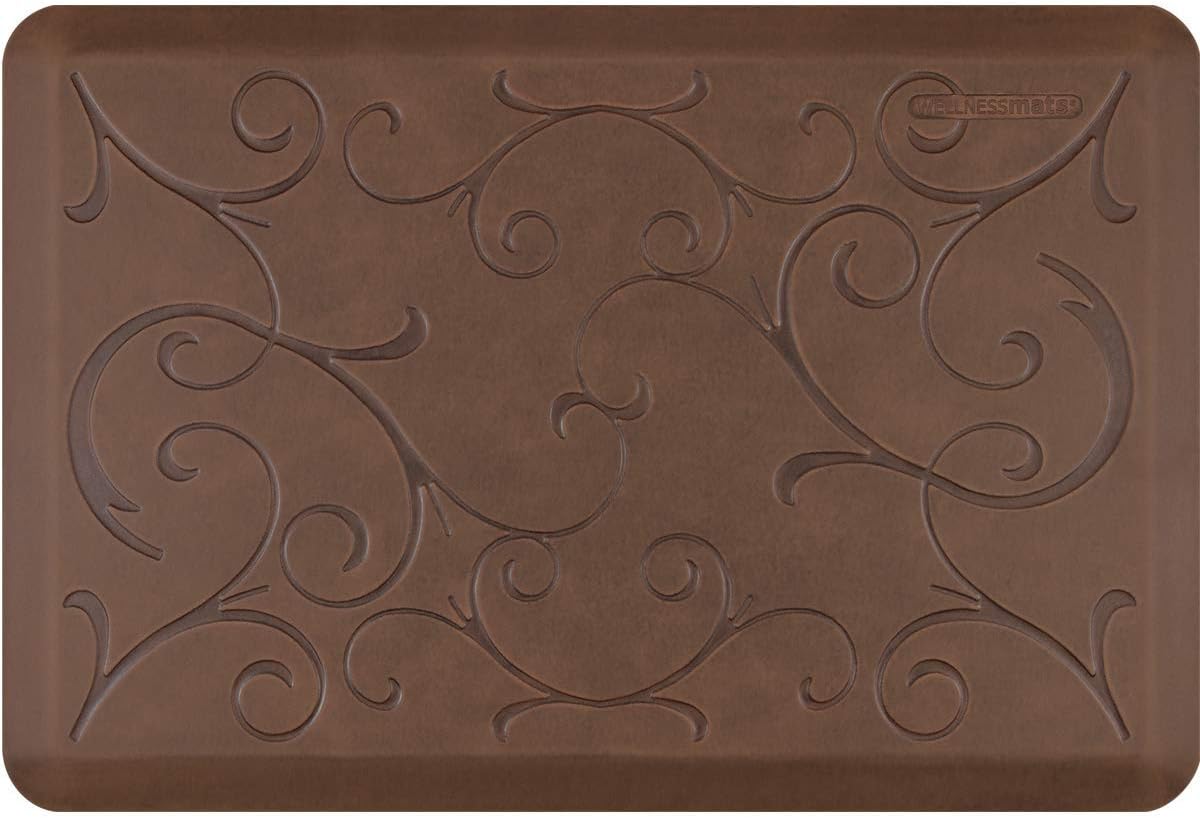 WellnessMats Anti-Fatigue Bella Motif Mat, 36 Inch by 24 Inch, Antique Light