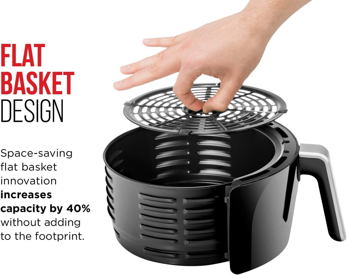CHEFMAN Small Air Fryer Healthy Cooking, 3.6 Qt, User Friendly, Nonstick, Digital Touch Screen, Dishwasher Safe Basket, w/ 60 Minute Timer & Auto Shutoff, Matte Black, Cookbook Included