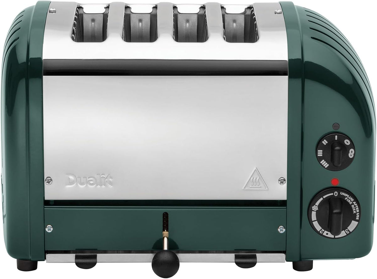 Dualit Classic 4 Slice NewGen Toaster - Stainless Steel - Hand Built in the UK - Replaceable ProHeat elements - Defrost Bread - Mechanical Timer - Evergreen Classic Toaster