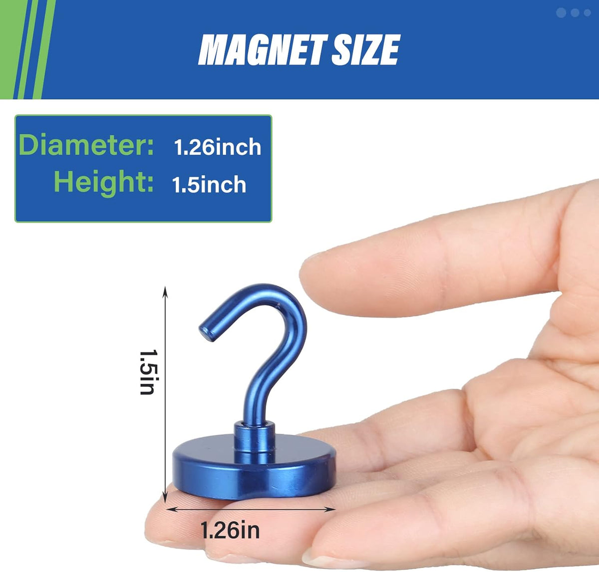 Neosmuk Magnetic Hooks Heavy Duty,Strong Magnet with Hook for Fridge, Super Neodymium Extra Strength Industrial Hooks for Hanging, Magnetic Hanger for Toolbox, Cruise, Grill(Navyblue,10 Pack)