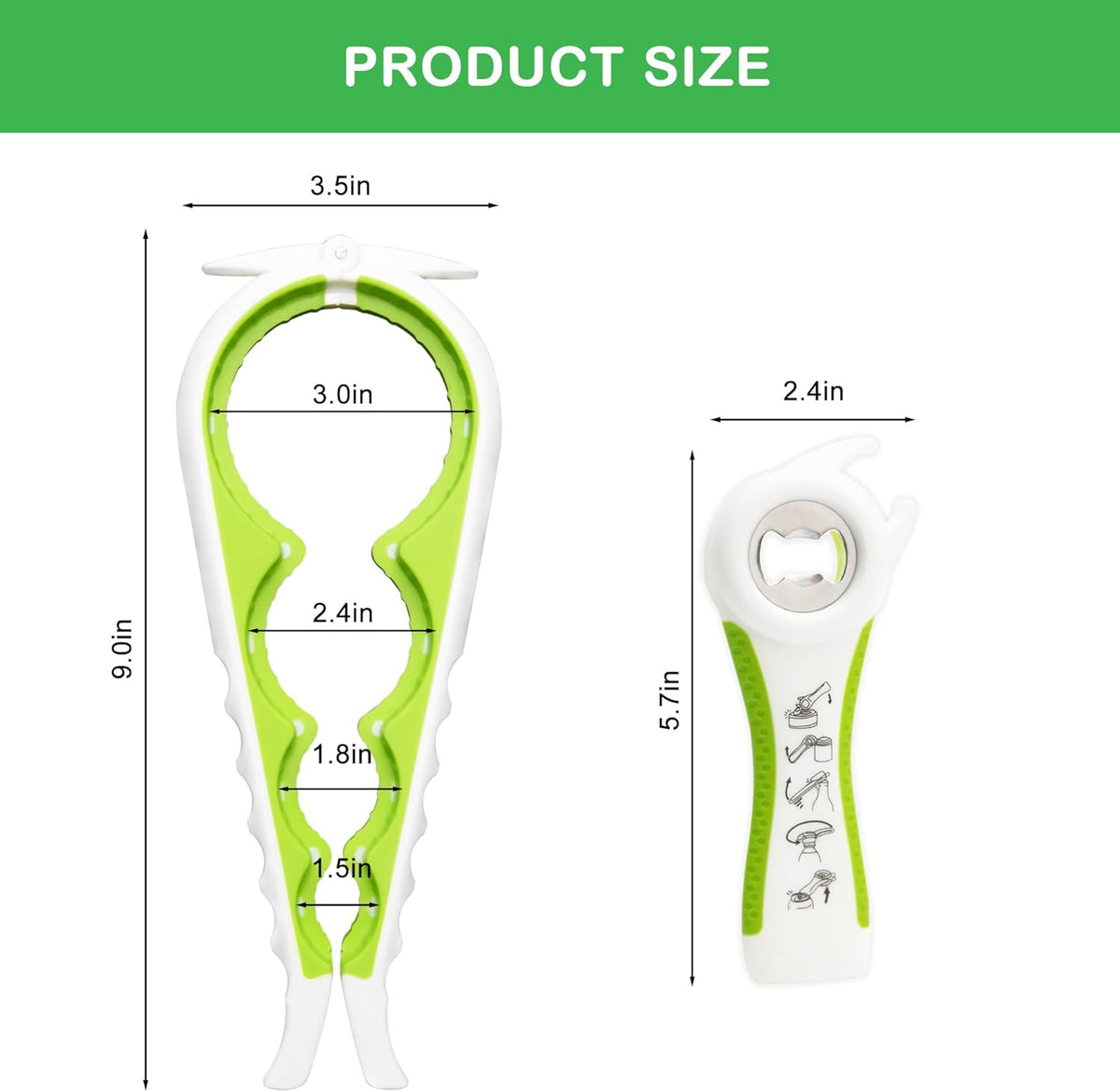 Jar Opener for Weak Hands, Seniors with Arthritis, 5 in 1 Multi Function Bottle Opener Lid Opener For Arthritic Hands