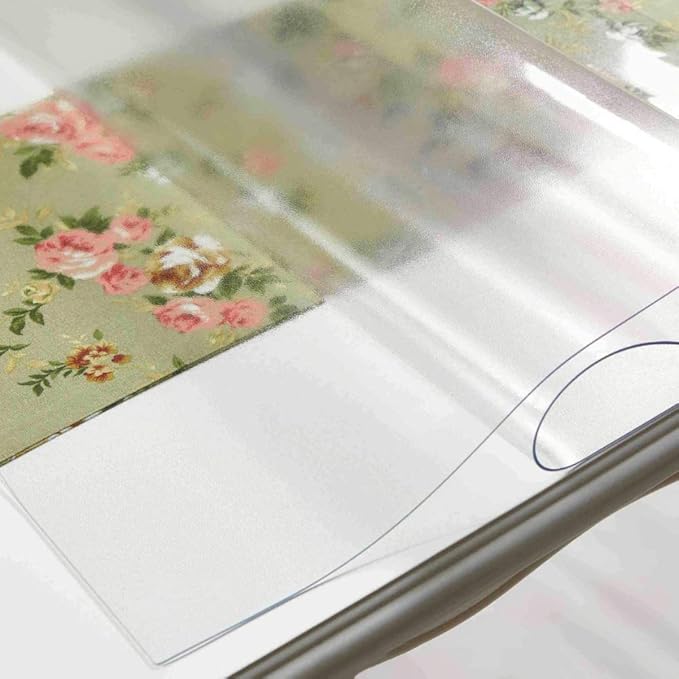 NECAUX 17 x 38 Inch Frosted Table Protector, 1.5mm Thick Plastic Desk Pad, Clear Table Cover Protector