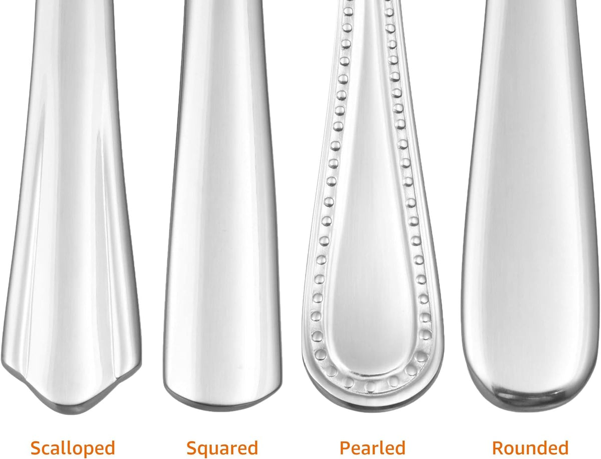 Amazon Basics Stainless Steel Dishwasher Safe Dinner Spoons with Round Edge, Large Tablespoons, 7.9 inches, Pack of 12, Silver