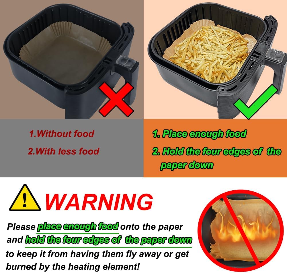 BYKITCHEN Small Air Fryer Disposable Liners for 2 to 5 QT Airfryer, 200PCS Mini Air Fryer Parchment Paper Liners, Compatible with CHEFMAN 2 QT, Cosori 2.1 QT, Dash 2.6 Qt, Instant Pot Mini Airfryer