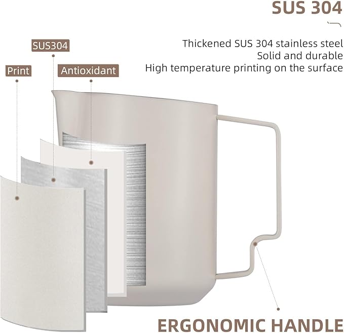 MHW Bomber 450ml/15.2oz Milk Frothing Pitcher - Stainless Steel Espresso Steaming Pitcher - Barista Latte Art Round Spout Milk Jug P6006W