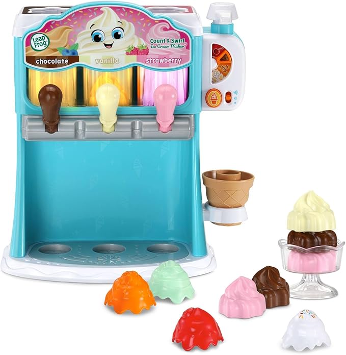 LeapFrog Count and Swirl Ice Cream Maker Playset for Kids Ages 2 Years and up, Blue