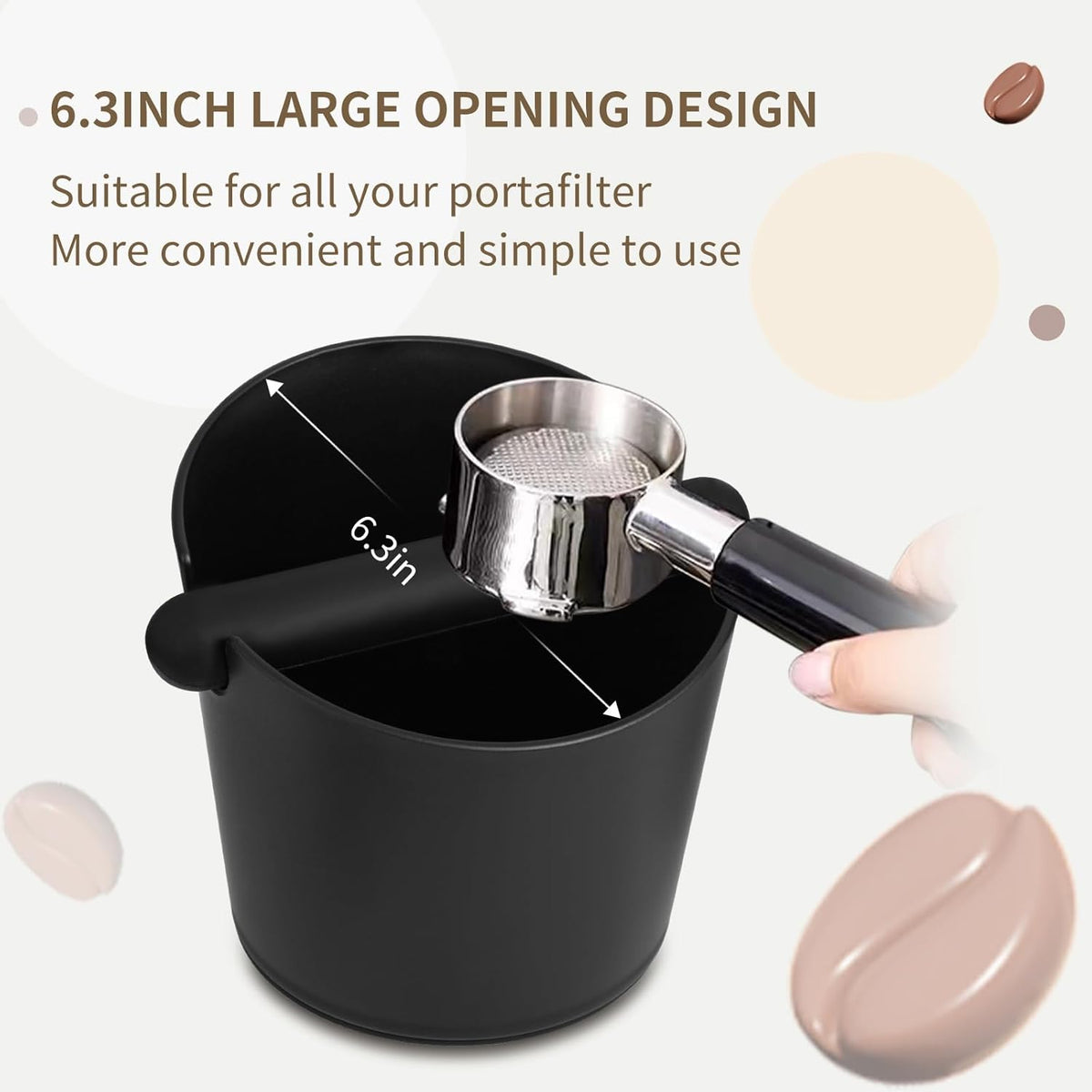 6.3Inch Knock Box Large Espresso Knock Box Shock-Absorbent Knock Box Espresso with Removable Knock Bar and Non-Slip Base Espresso Machine Accessories for Home/Office