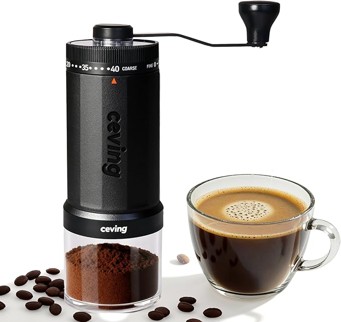 World's First 60g Large Capacity Manual Coffee Grinder, Portable Hand Coffee Bean Mill with 40 Adjustable Settings, Ceramic Conical Burr Grinder for Espresso, Pour Over, Camping, Travel, Gift, etc