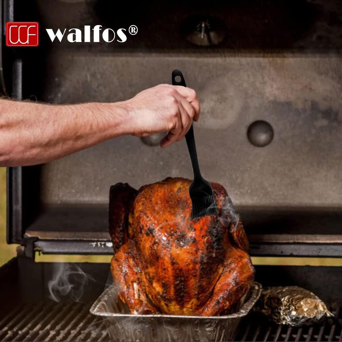 Walfos Silicone Pastry Brush, Heat Resistant Basting Brush Set, Perfect for Baking,BBQ Grill,Kitchen Cooking,Strong Steel Core and One-Pieces Design,BPA Free and Dishwasher Safe (5 Pcs)
