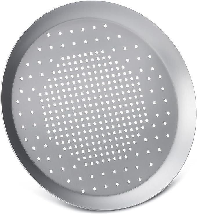 Beasea Pizza Pans with Holes, 8.5 Inch Food Network Pizza Pan Heavy Duty Aluminum Alloy Round Pizza Tray Perforated Pizza Crisper Pan Pizza Baking Tray Bakeware for Home Restaurant Kitchen Air Fryer