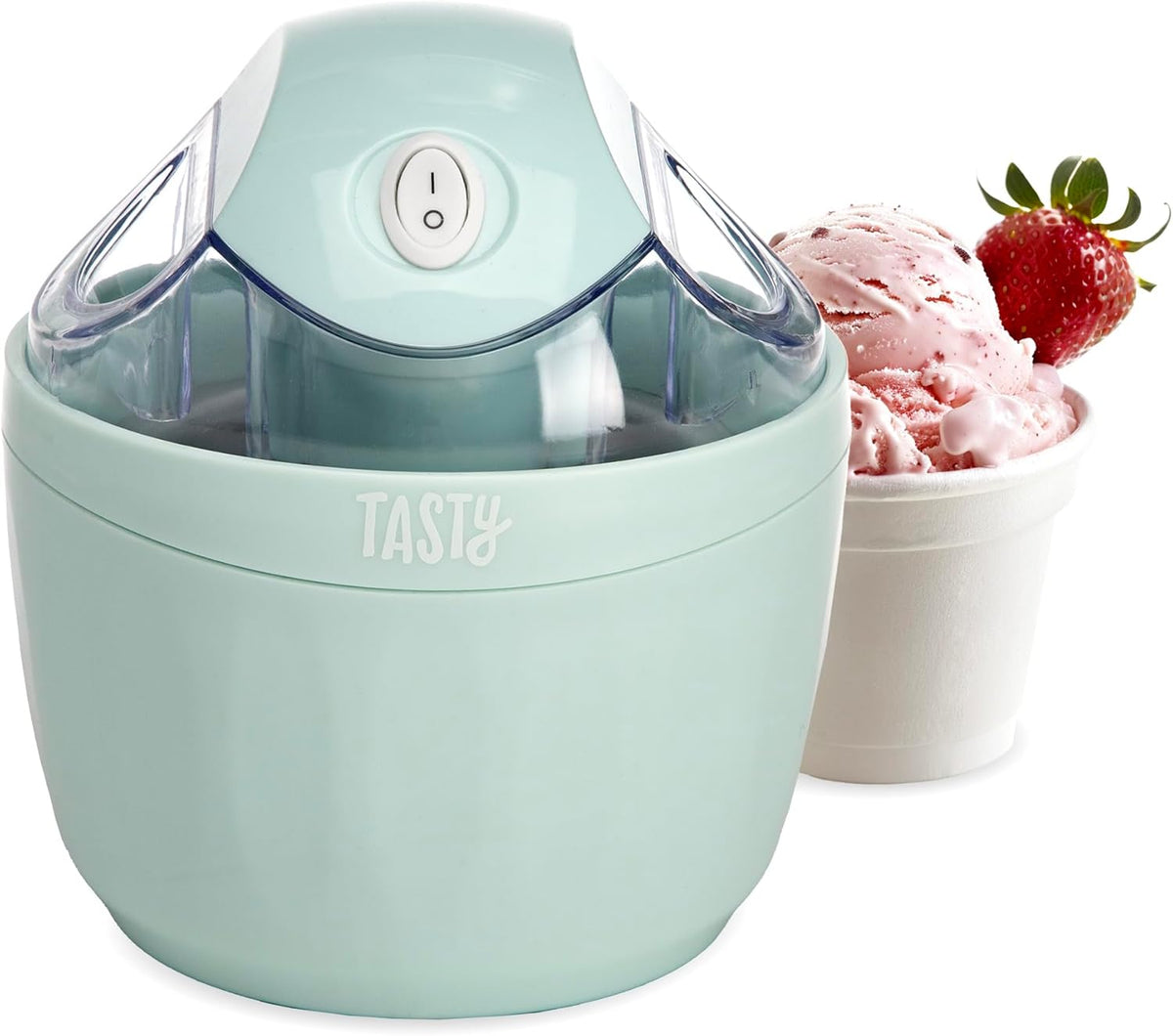 Tasty Mini Ice Cream Maker, Make Ice Cream, Sorbet, Frozen Yogurt, Gelato, Desserts, Quick Results, Single-Serve, Aqua