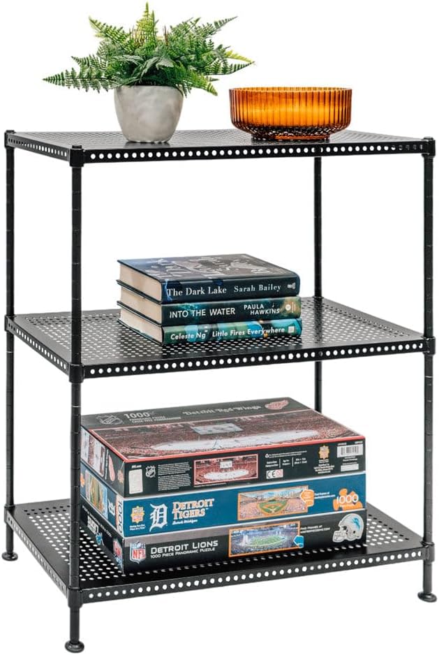 Shelving Inc. 12" d x 24" w x 28" h 3-Tier Perforated Metal Shelving, Standard Duty, Weight Capacity 110 lbs Per Shelf