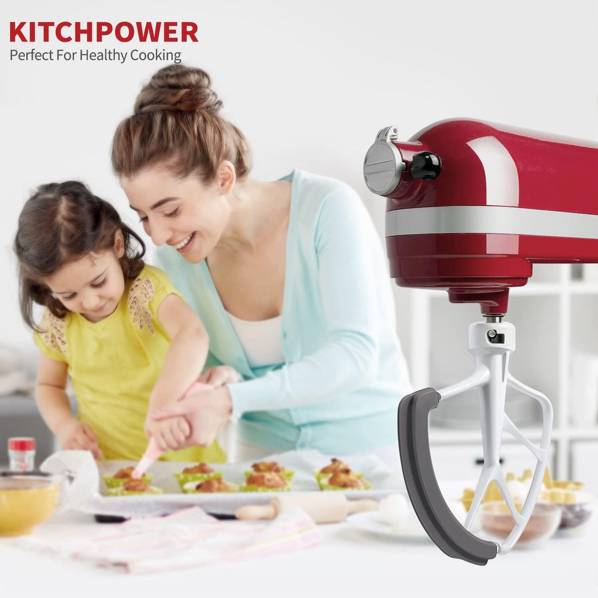 6 Quart Flex Edge Beater for Bowl-Lift Stand Mixers, Paddle Attachment Mixer Accessory