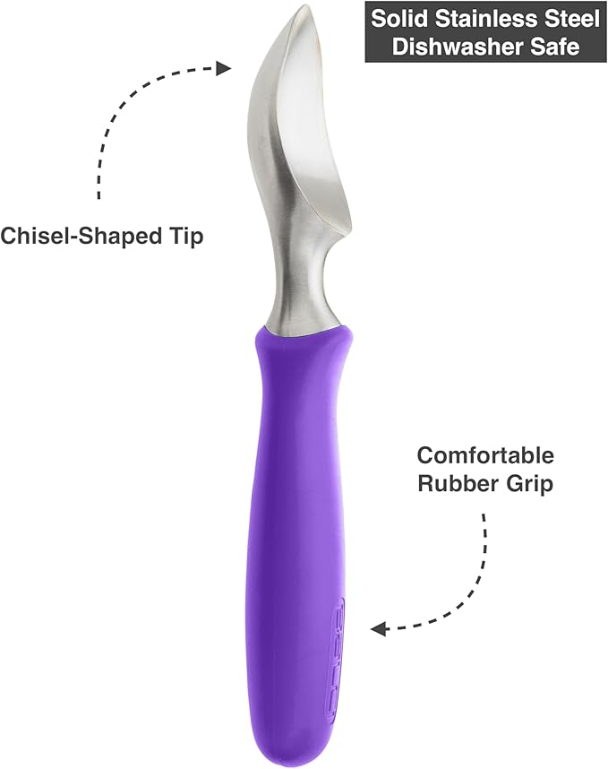 BALCI Ice Cream Scoop - Heavy Duty Stainless Steel Icecream Scooper With Non-Slip Rubber Grip - Professional Metal Ice-Cream Spade - Dishwasher Safe – Purple